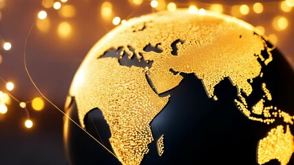 Poster - Orange lines creating a network connecting people around world, the symbolizing global communication and social media video 4k