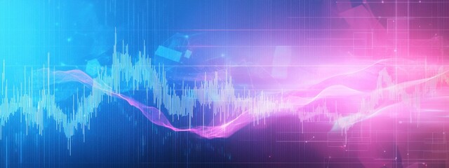 Poster - colorful audio waveform visualization with digital effects and light
