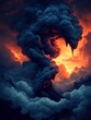 © munkar - Dramatic dark clouds and fiery sky create a stunning landscape view