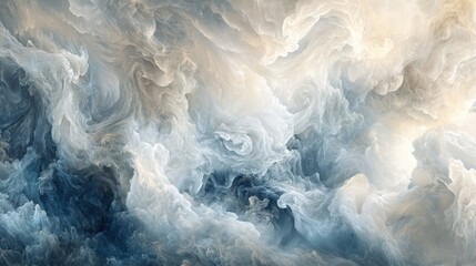 Poster - A soft, swirling cloud formation in shades of blue and cream, creating a serene and ethereal atmosphere.