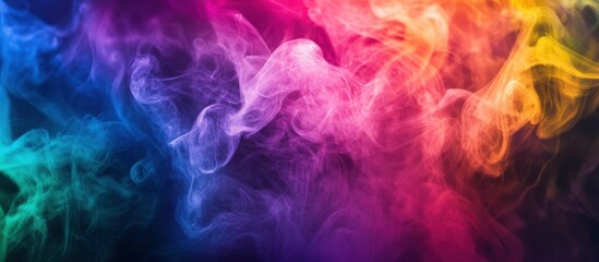 Poster - A Bitcoin with rainbow-colored smoke in the background