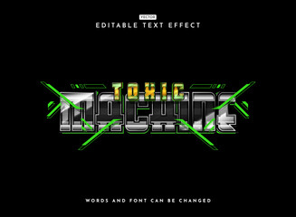Wall Mural - toxic machine bold silver colorful modern retro futuristic chrome text effect with hud panel