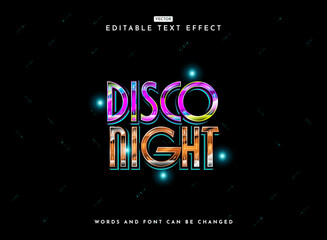 Wall Mural - disco night playful colorful modern retro futuristic chrome text effect with glow