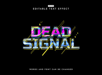 Wall Mural - dead signal colorful modern retro futuristic chrome text effect with hud frame panel