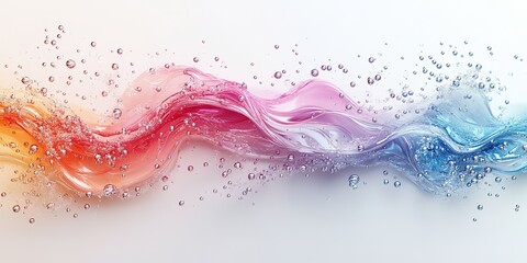 Poster - Colorful flowing water design with vibrant hues and bubbles against a light background