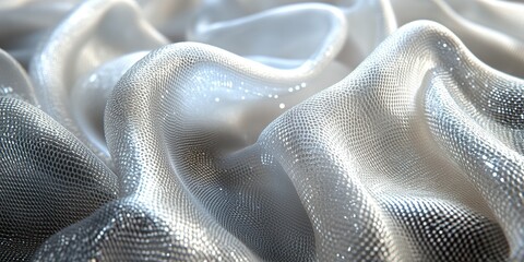 Poster - soft white fabric with shimmering textures under gentle lighting creates an inviting atmosphere