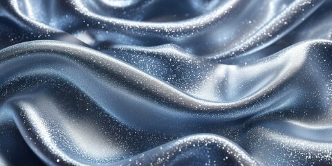 Poster - Shimmering blue satin fabric with soft folds under bright lighting in an elegant setting