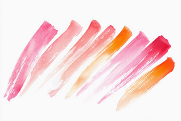 Poster - Vibrant brush strokes in shades of pink and orange on white background Generative AI