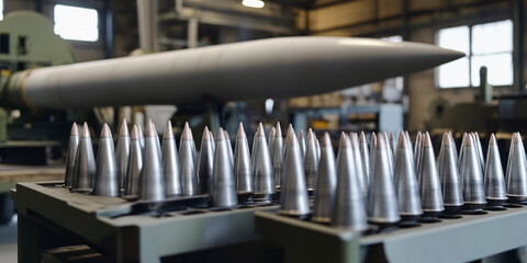 Poster - New ballistic missiles showcased in military facility Generative AI