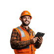 © rizaldesign - Construction Worker Holding Digital Tablet with a Friendly Smile
