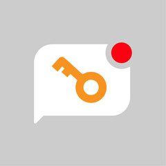 Poster - Secure chat bubble with a key and unread notification. Flat illustration representing security code, OTP verification, or encrypted messages for mobile apps, web design, and cybersecurity concepts