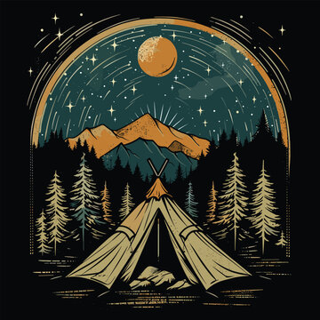Highking and camping t-shirt design vector.