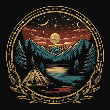 Highking and camping t-shirt design vector.