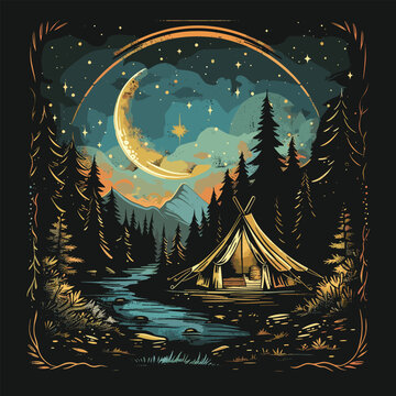 Highking and camping t-shirt design vector.