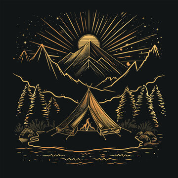 Highking and camping t-shirt design vector.
