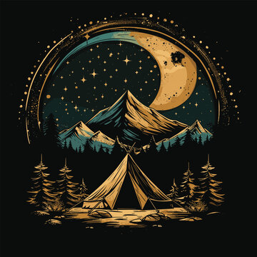 Highking and camping t-shirt design vector.