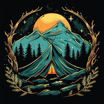 Highking and camping t-shirt design vector.