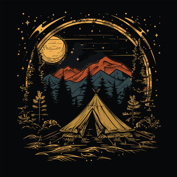 Highking and camping t-shirt design vector.