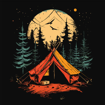 Highking and camping t-shirt design vector.