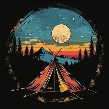 Highking and camping t-shirt design vector.