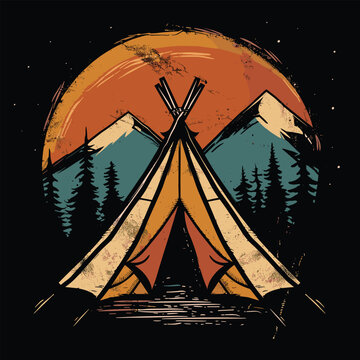 Highking and camping t-shirt design vector.