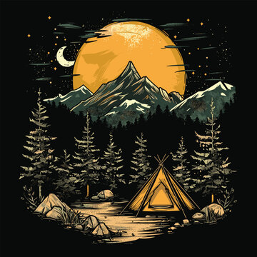 Highking and camping t-shirt design vector.