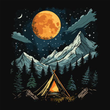 Highking and camping t-shirt design vector.