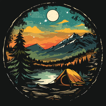 Highking and camping t-shirt design vector.