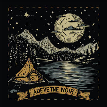 Highking and camping t-shirt design vector.