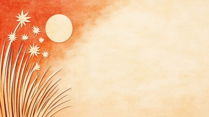 Poster - Celestial Symphony: An artistic depiction of a celestial landscape, blending the sun, stars, and earth elements through a unique illustration. 
