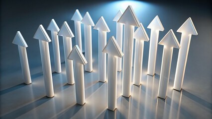 Poster - Ascending Arrows: A cluster of stylized, upward-pointing arrows, rendered in a sleek, modern design, represents growth, progress, and ambition.