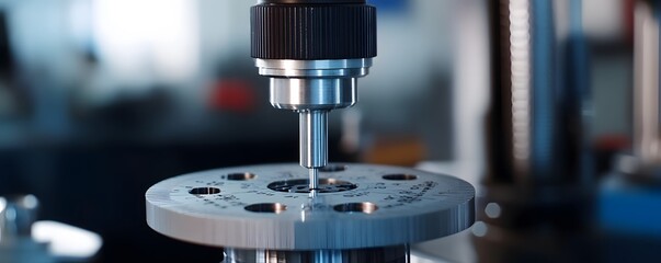 Poster - A close-up of a precision tool on a machine part showcasing fine craftsmanship and technology in manufacturing