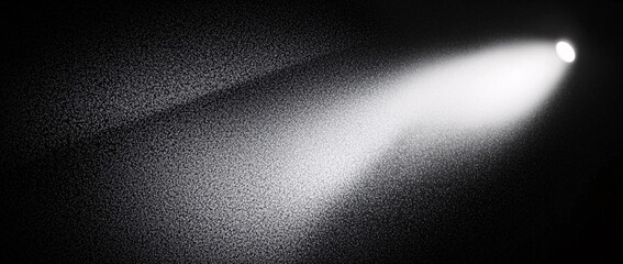 Poster - Bright Spotlight Beam on Dark Background with Grunge Texture and Dust Particles