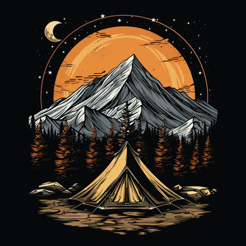 Highking and camping t-shirt design vector.