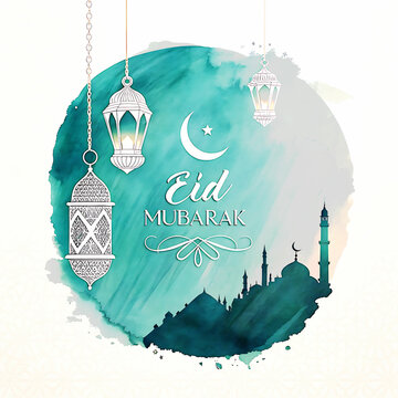 Luxury Set of vector card design for Eid al Adha and Iftar with arabic text Blessed Feast or Festival.