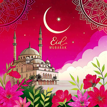 Luxury Set of vector card design for Eid al Adha and Iftar with arabic text Blessed Feast or Festival.