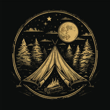 Highking and camping t-shirt design vector.
