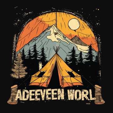 Highking and camping t-shirt design vector.