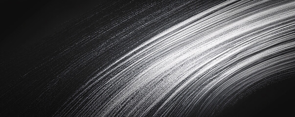 Poster - Abstract Black and White Swirling Brush Strokes Background Texture Image