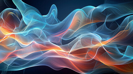 Poster - Abstract Swirling Waves of Light and Color A Digital Art Creation
