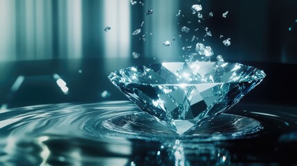 Poster - A glowing blue sapphire being cut with high-tech laser precision in a controlled setting.