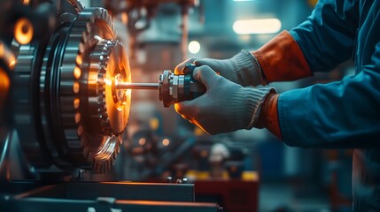Poster - a skilled worker operates machinery in a modern industrial setting, showcasing precision and craftsm