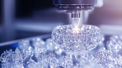 Poster - A high-tech jewelry factory with automated machinery refining precious metals into intricate designs.