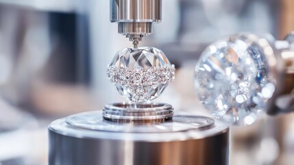 Poster - A high-tech jewelry factory with automated machinery refining precious metals into intricate designs.