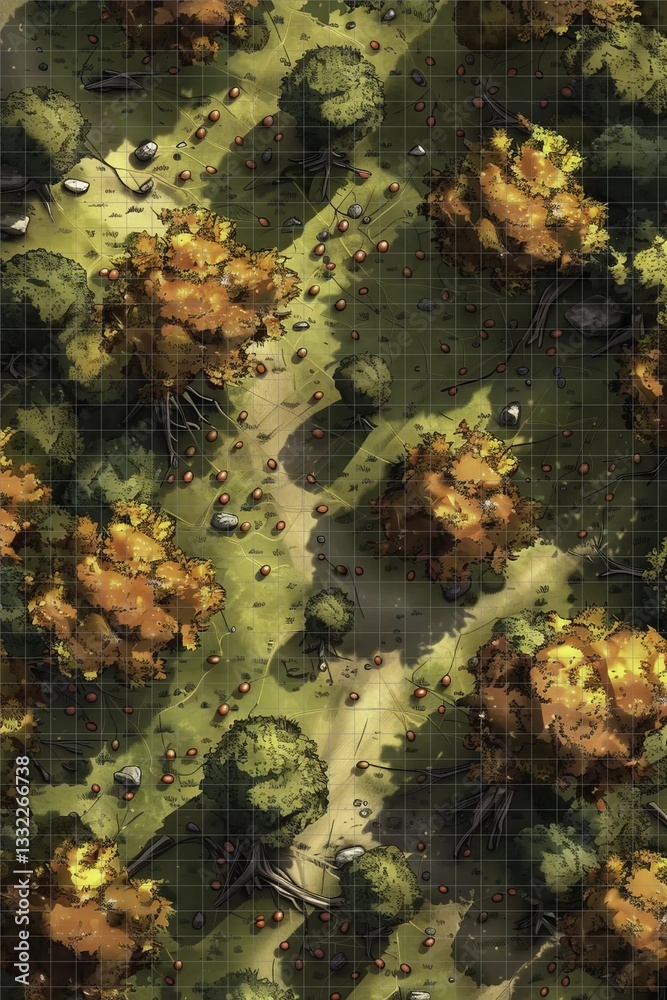 DND battlemap gridded fantasy map with grid strategic layout for ...