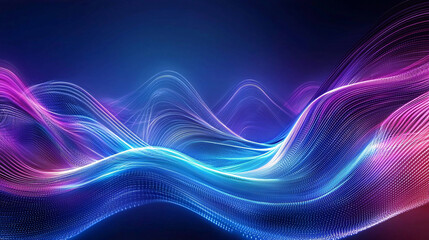 Poster - Abstract Waves of Blue and Purple Light Digital Art Background