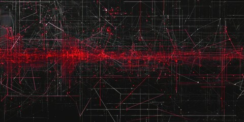 Wall Mural - A black and red background with a red line in the middle