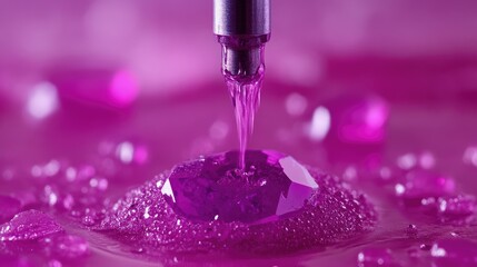 Poster - A precision gem-cutting machine in operation, slicing a sapphire into a flawless shape.