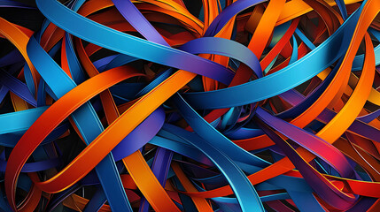 Poster - Abstract Colorful Intertwined Ribbons Dynamic 3D Render