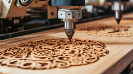 Poster - A row of CNC machines engraving intricate patterns onto gold and platinum jewelry pieces.